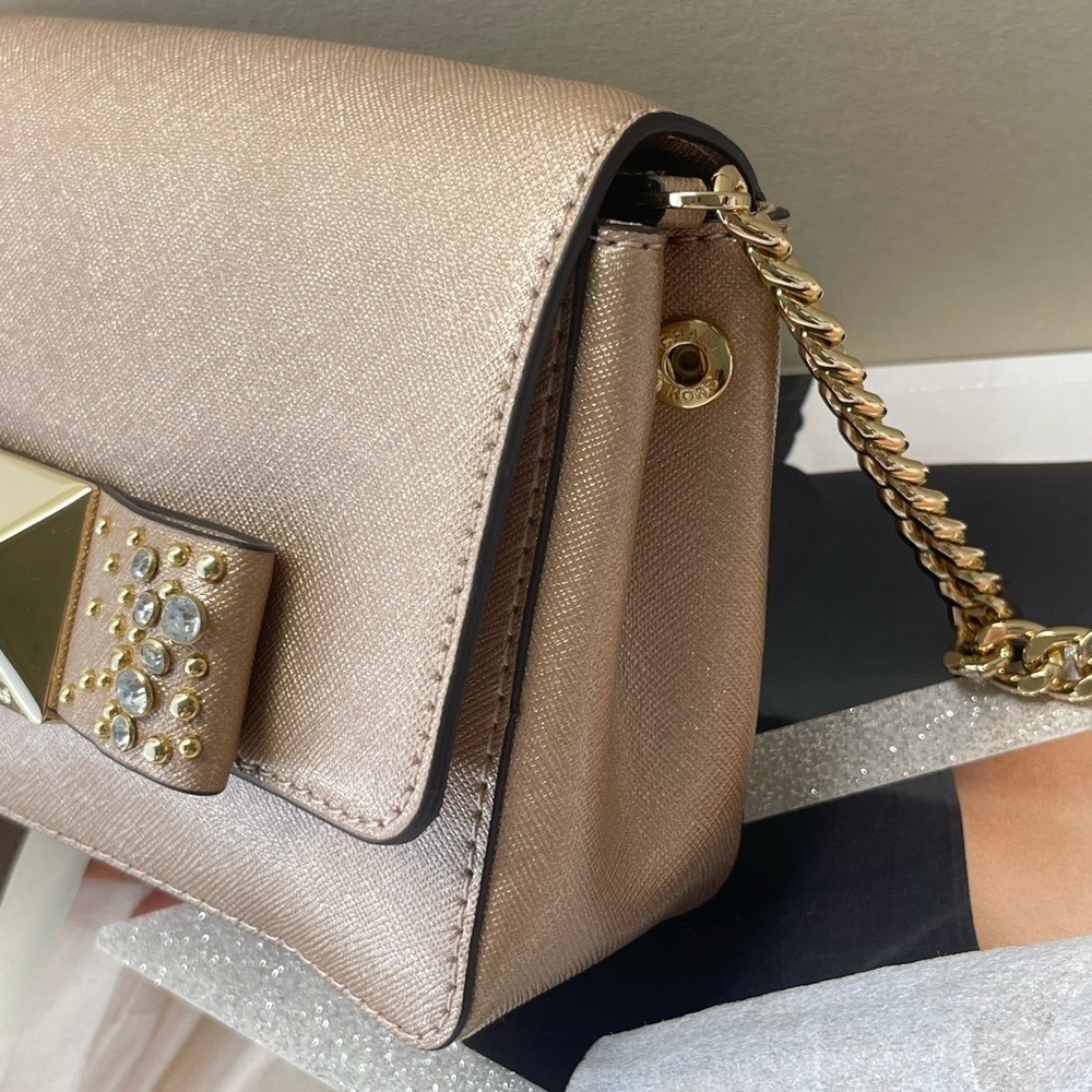 (new+tag) Michael Kors convertible leather crossbody /clutch ballet rose gold - Picture 5 of 14